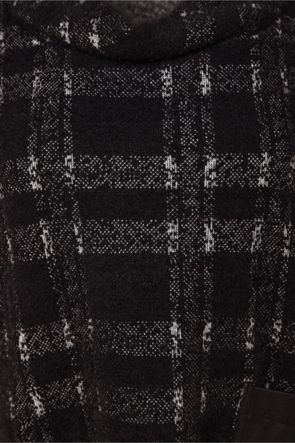 Naya NAW26230 Black/Grey Check Knit Top With Leatherette Pocket And Zip Detail