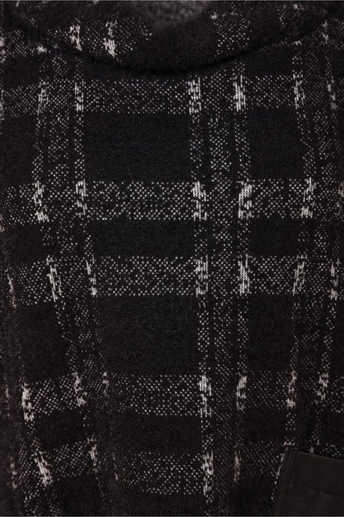 Naya NAW26230 Black/Grey Check Knit Top With Leatherette Pocket And Zip Detail