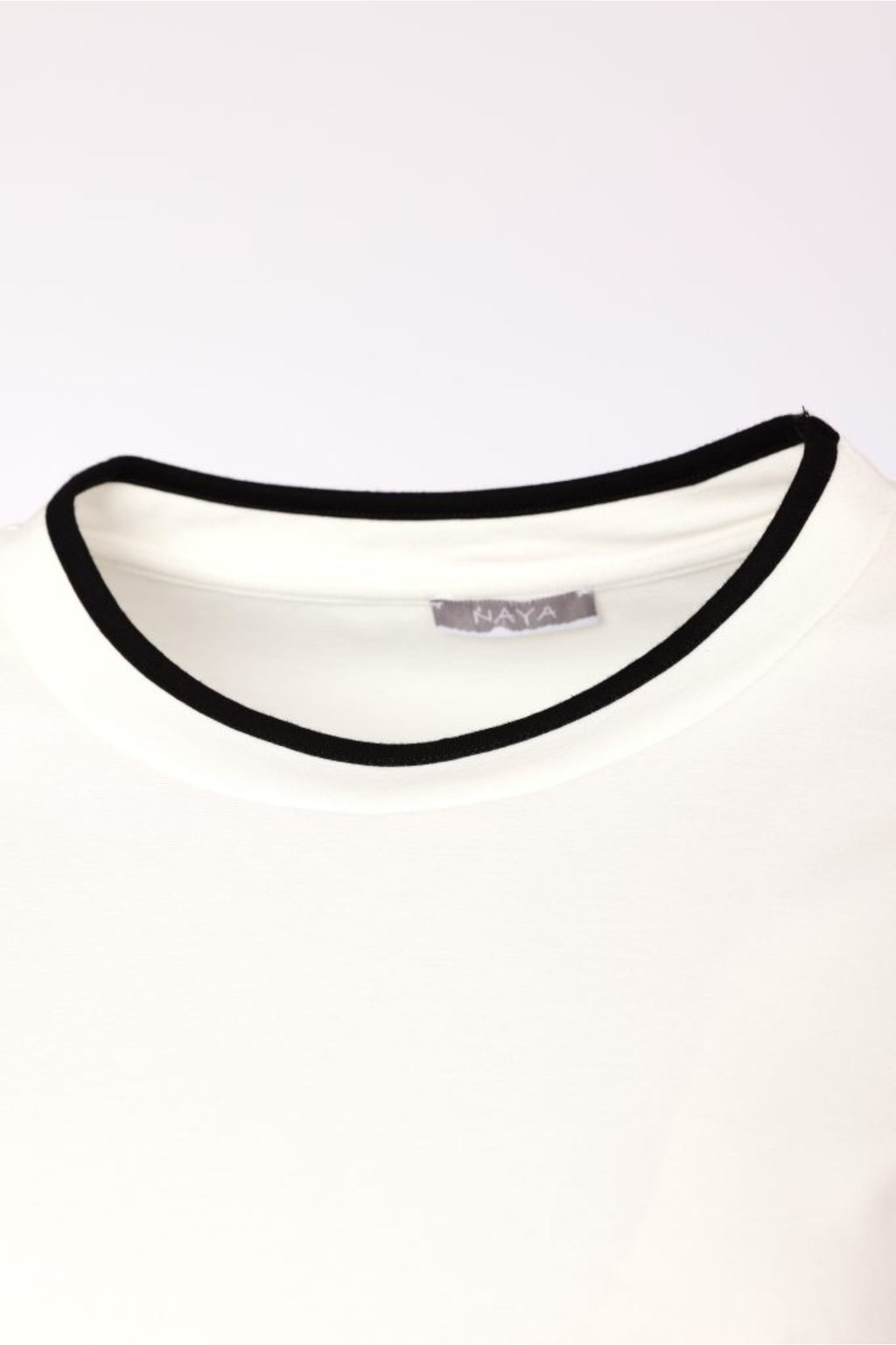Naya NAW26313 Off White /Black Round Neck Soft Top With Colour Band Sleeve