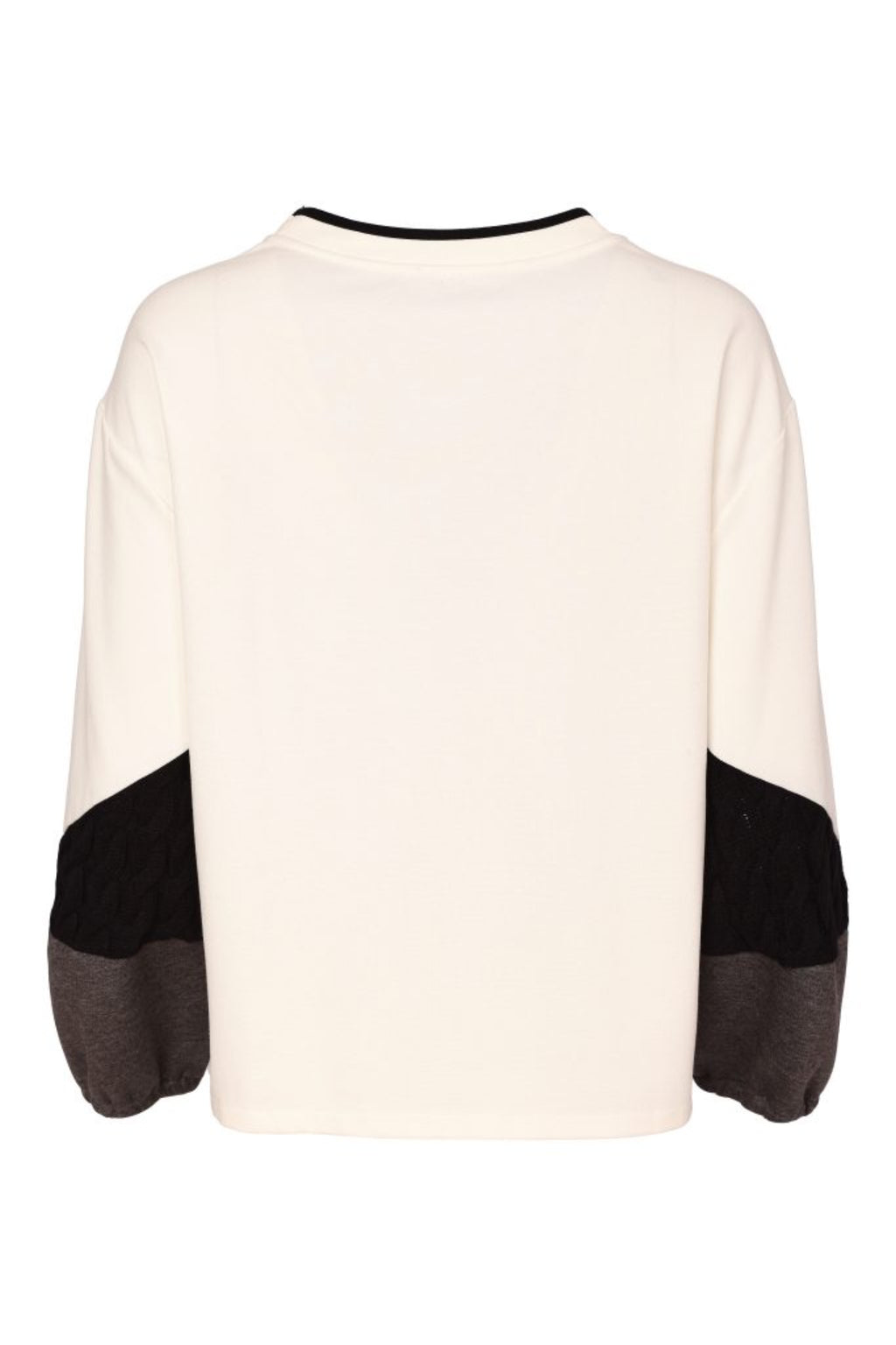 Naya NAW26313 Off White /Black Round Neck Soft Top With Colour Band Sleeve