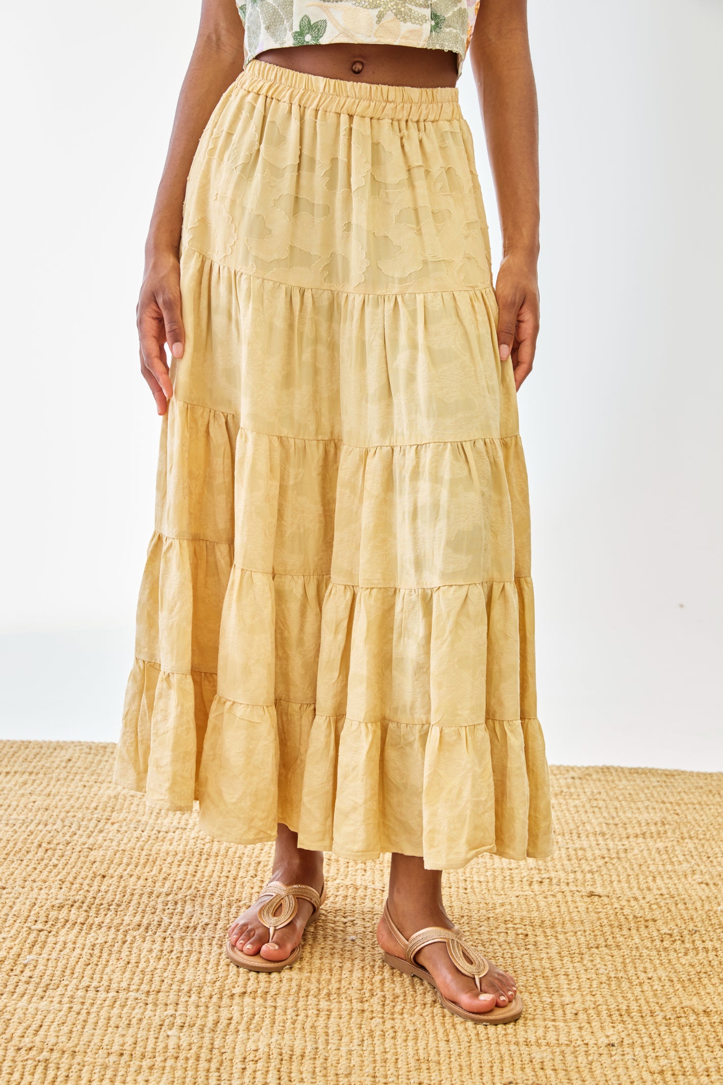 NKN Nekane Riloru Yellow Linen Ruffled Skirt | NKN Nekane