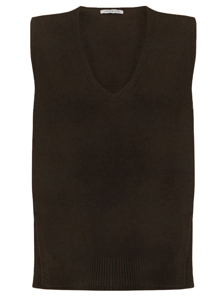 Amazing Woman Pixie V Neck Knitted Tank Jumper (Various Colours)