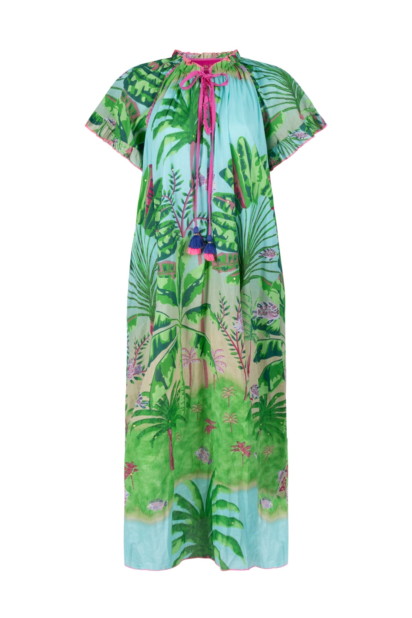 Place Du Soleil Green Jungle Print Dress S26-411 by Place du Soleil, shop Dotique for vibrant tropical style