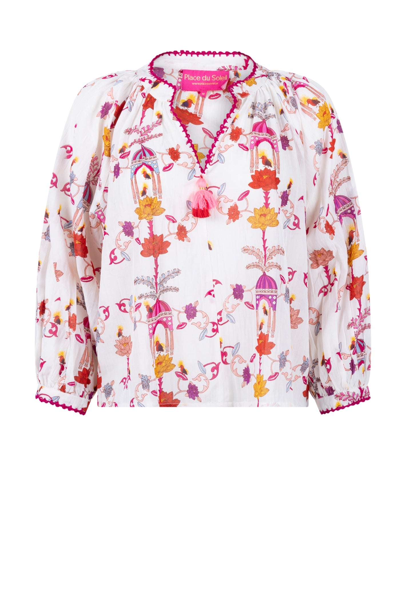 Place Du Soleil Birdhouse Print Blouse Long Sleeves S26-445 by Place du Soleil, shop Dotique for stylish blouses