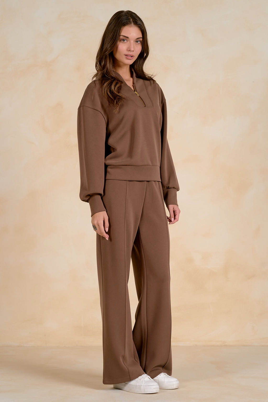 Elan SC11742 3/4 Zip Top Light Brown