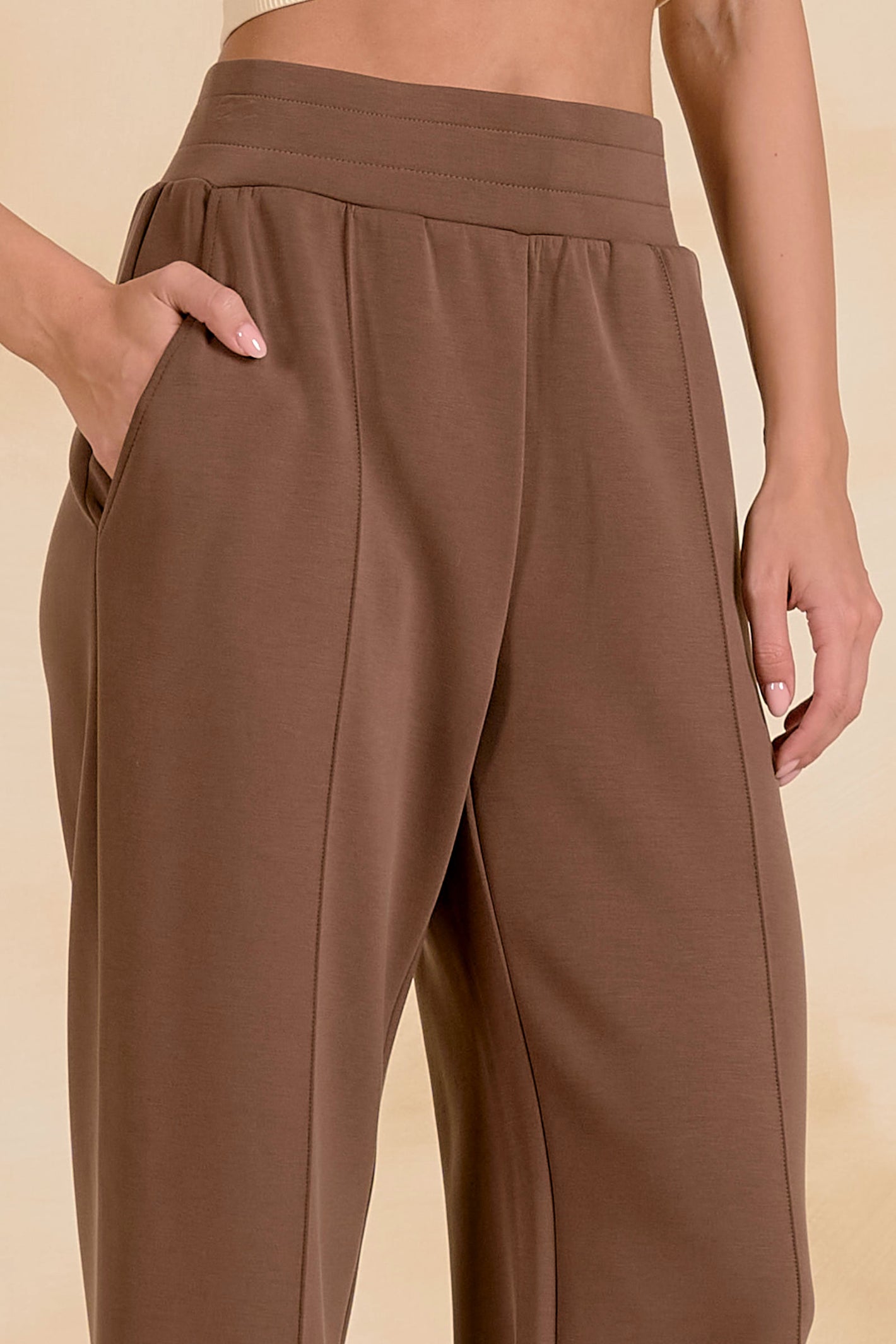 Elan SC2771 Elastic Waist Pants Light Brown