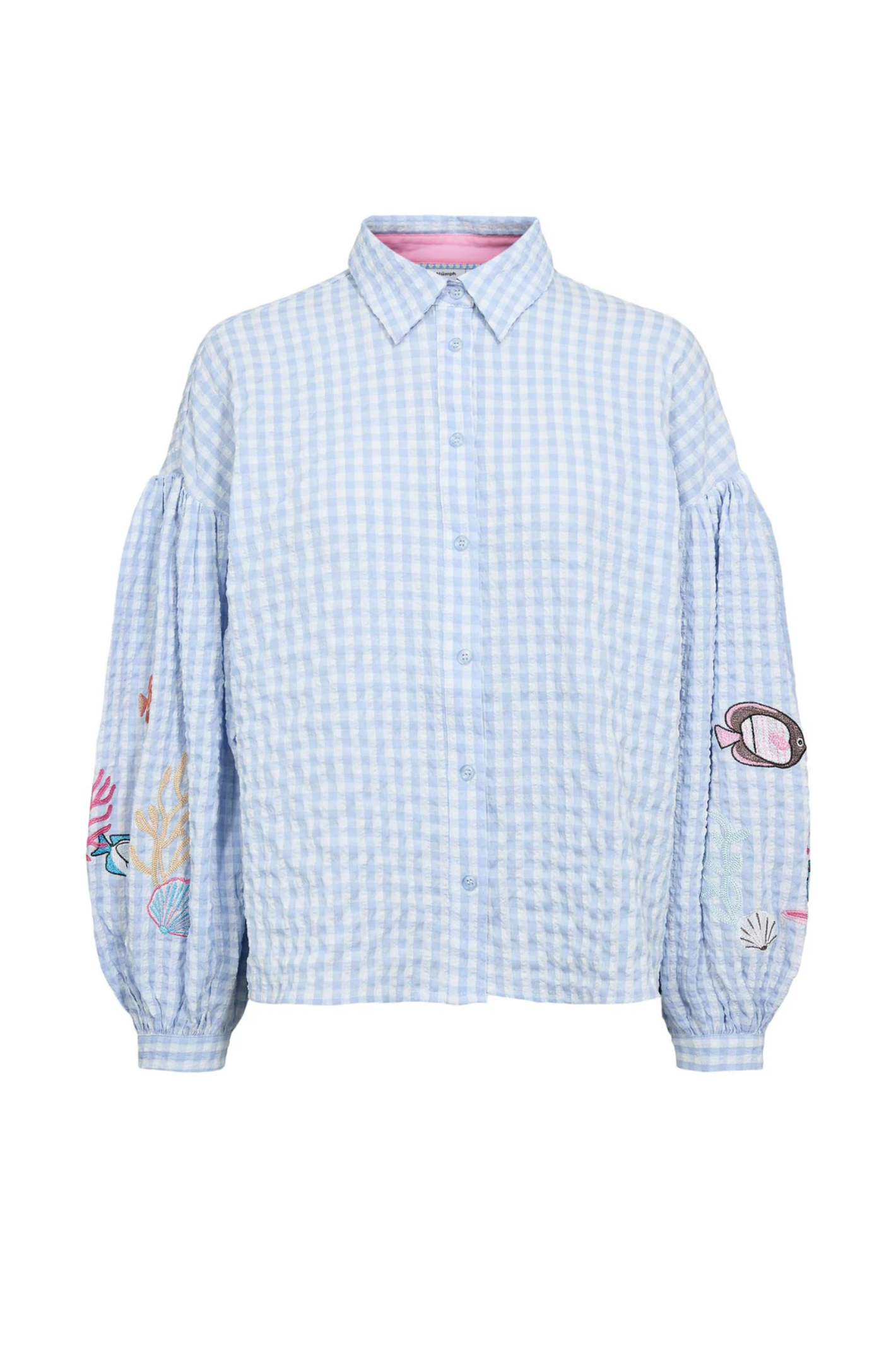 Numph 706787 Nusurfer Gingham Embroidered Shirt Placid Blue