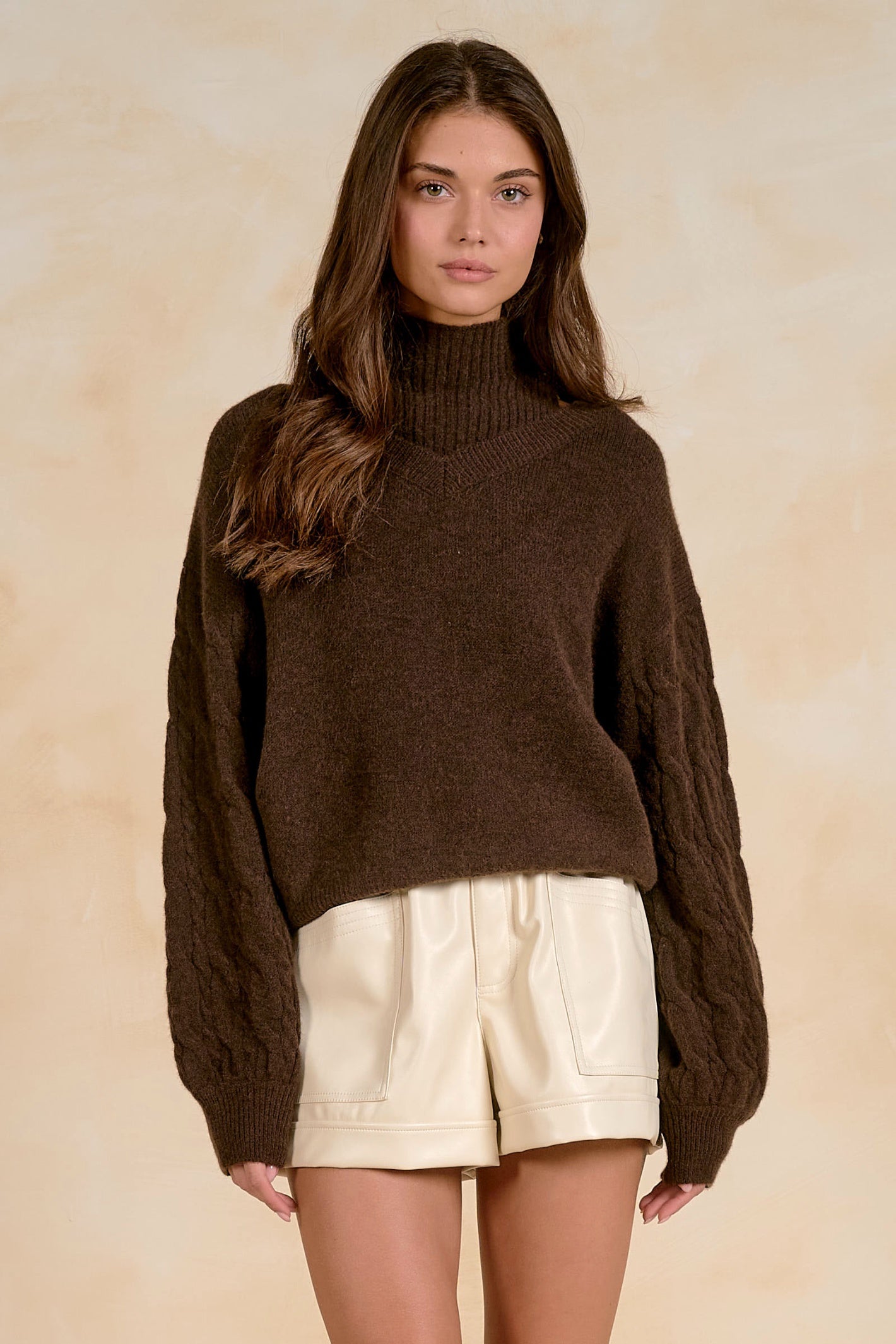 Elan SW11728 Layered Sweater – Deep Brown