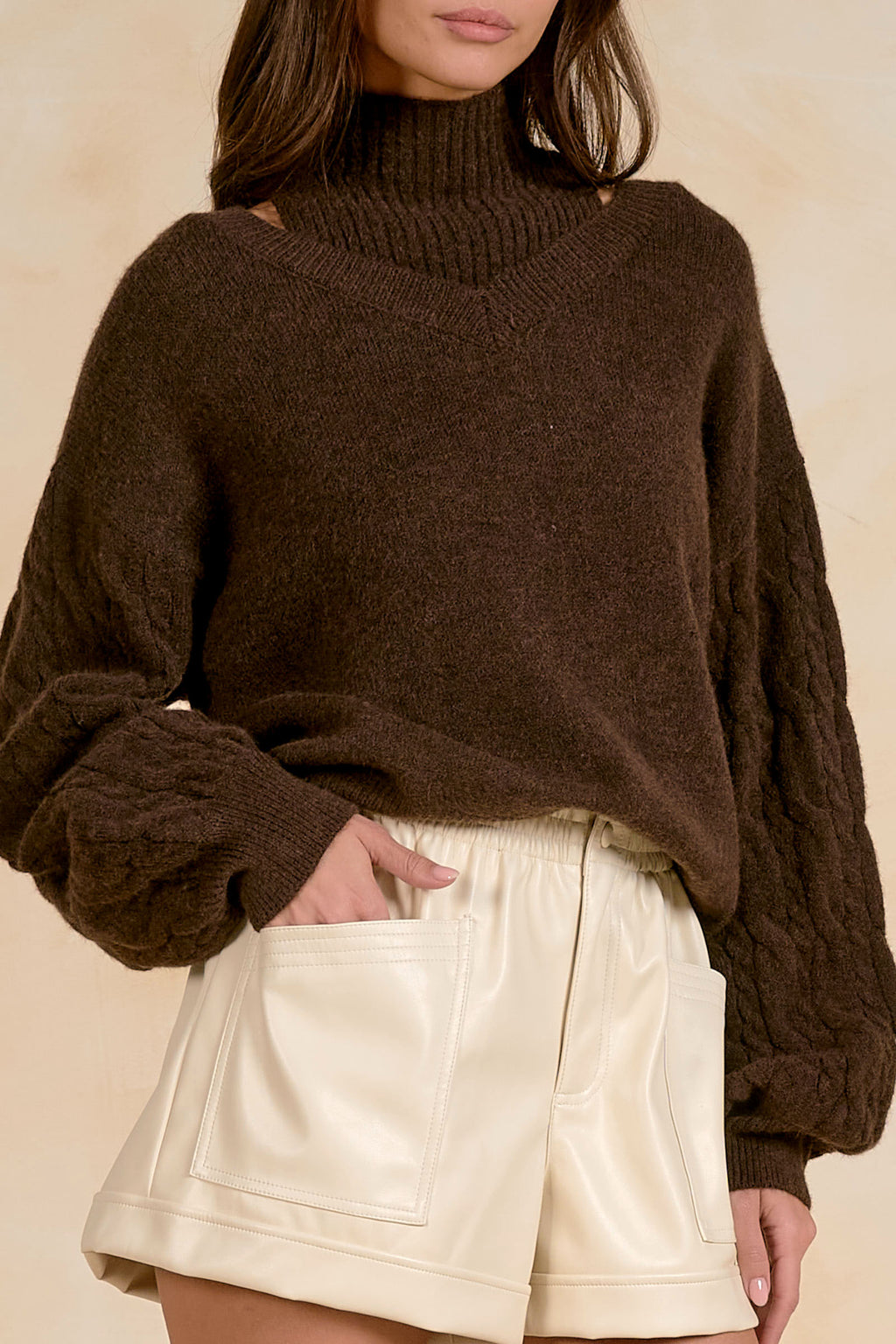 Elan SW11728 Layered Sweater – Deep Brown