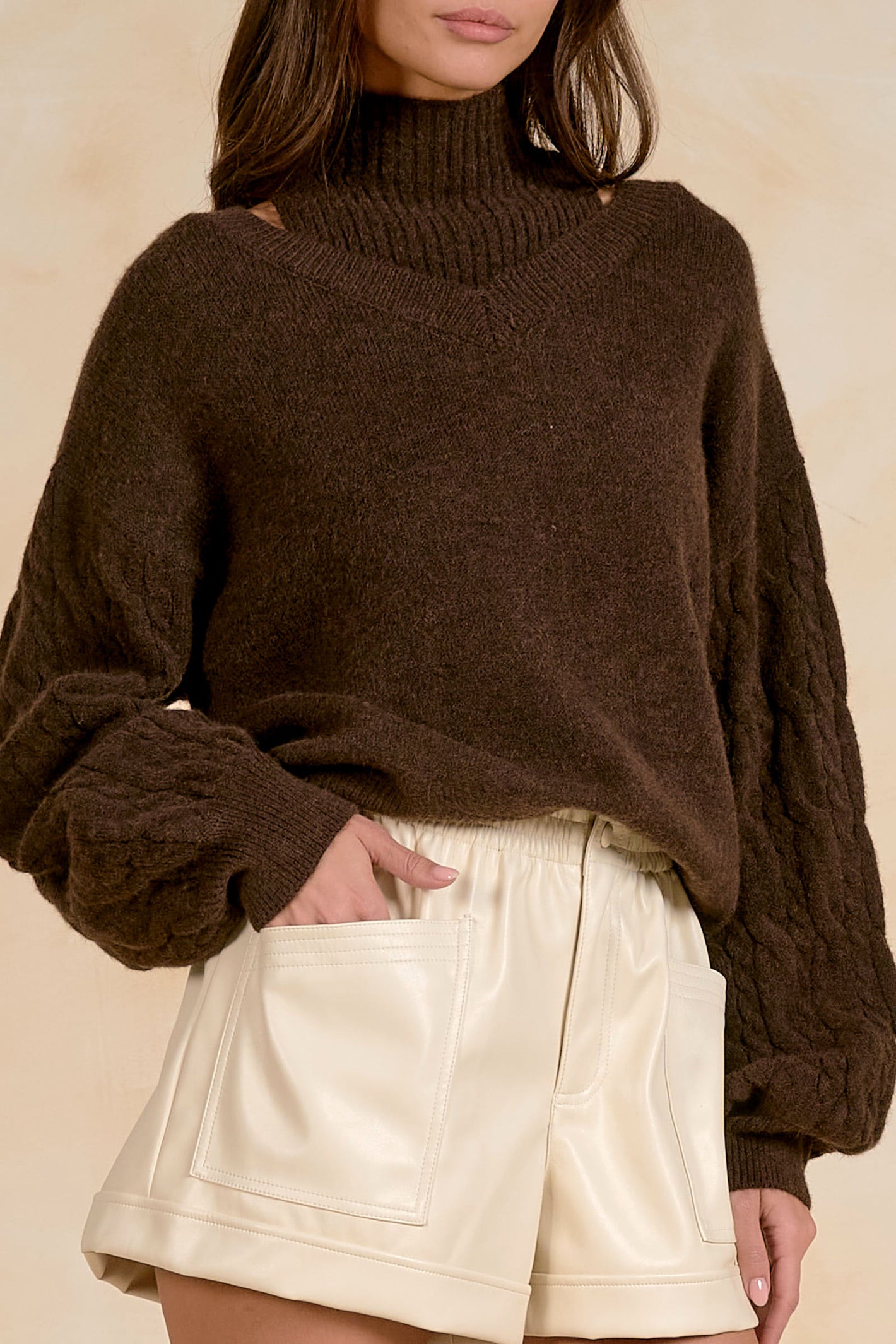 Elan SW11728 Layered Sweater – Deep Brown