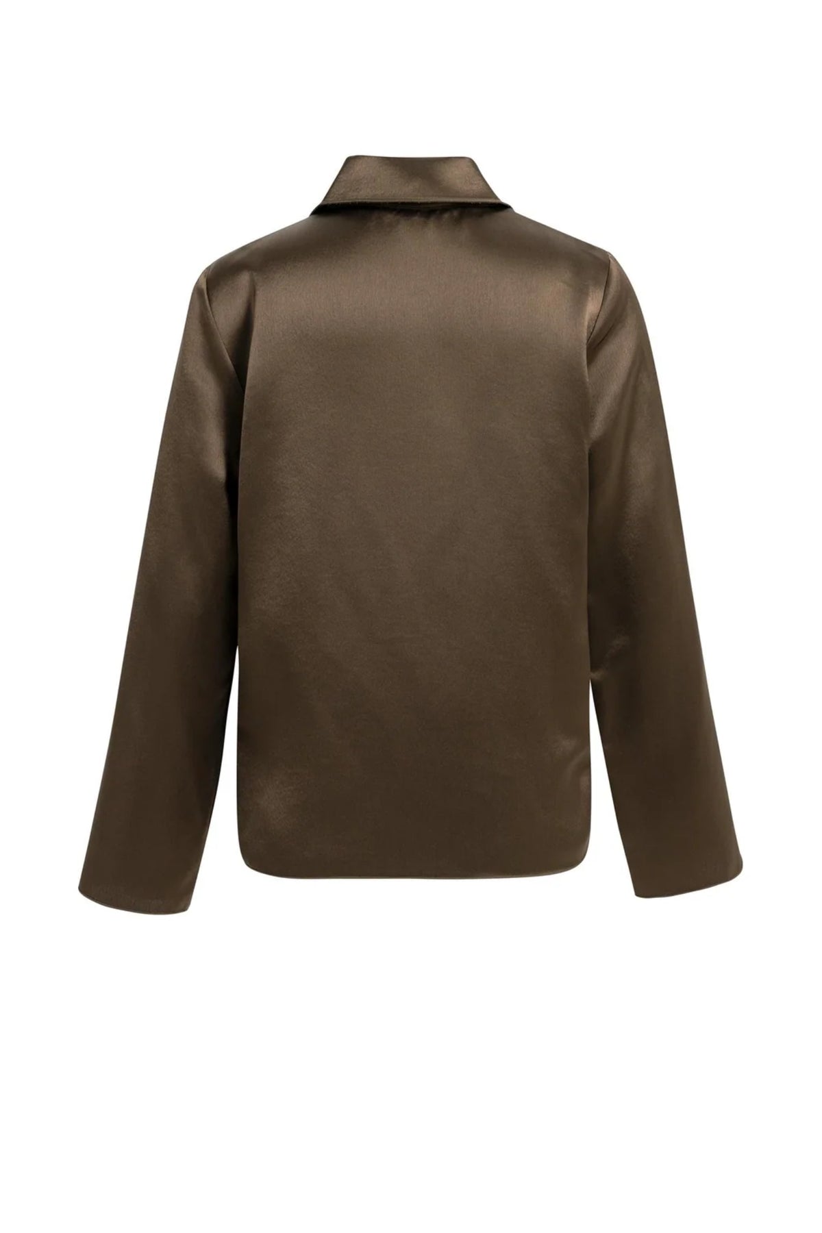 Yaya 01-701425-610 Satin Blouse with Collar Coco Brown YAYA satin blouse Shop YAYA at Dotique