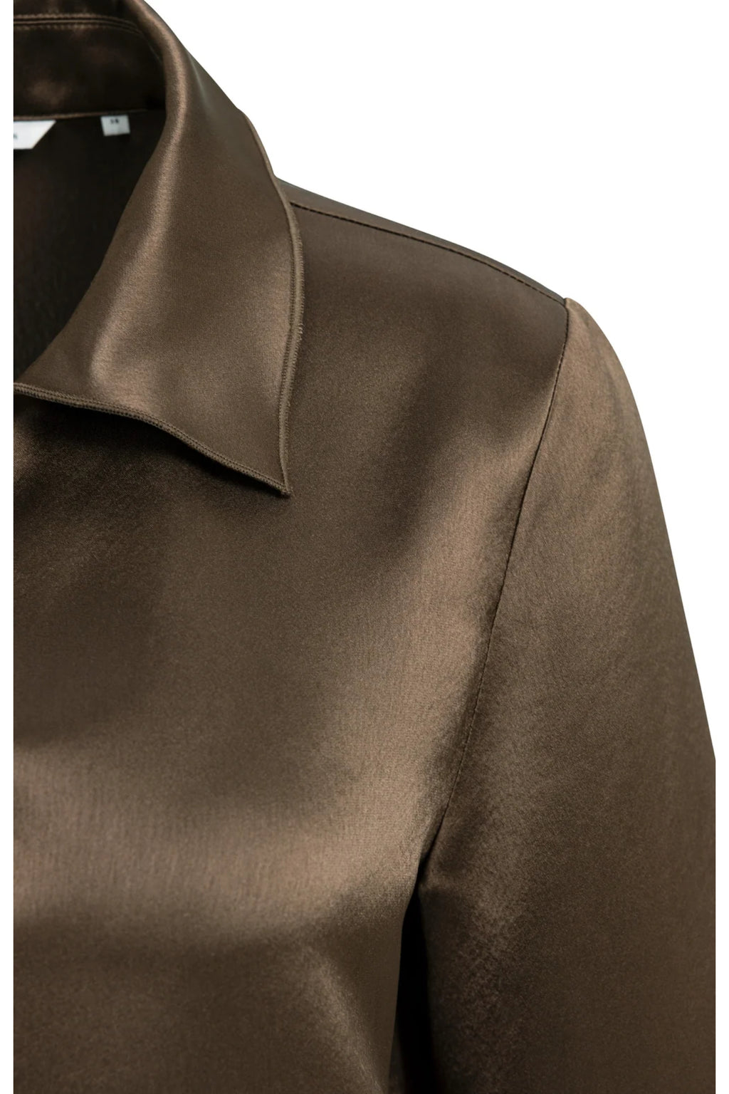 Yaya 01-701425-610 Satin Blouse with Collar Coco Brown close up YAYA Shop YAYA at Dotique