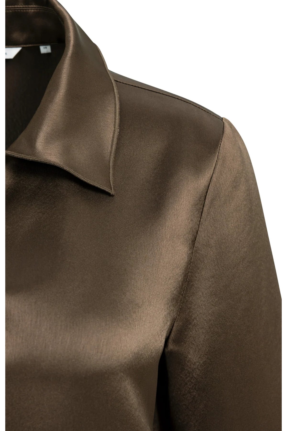 Yaya 01-701425-610 Satin Blouse with Collar Coco Brown close up YAYA Shop YAYA at Dotique