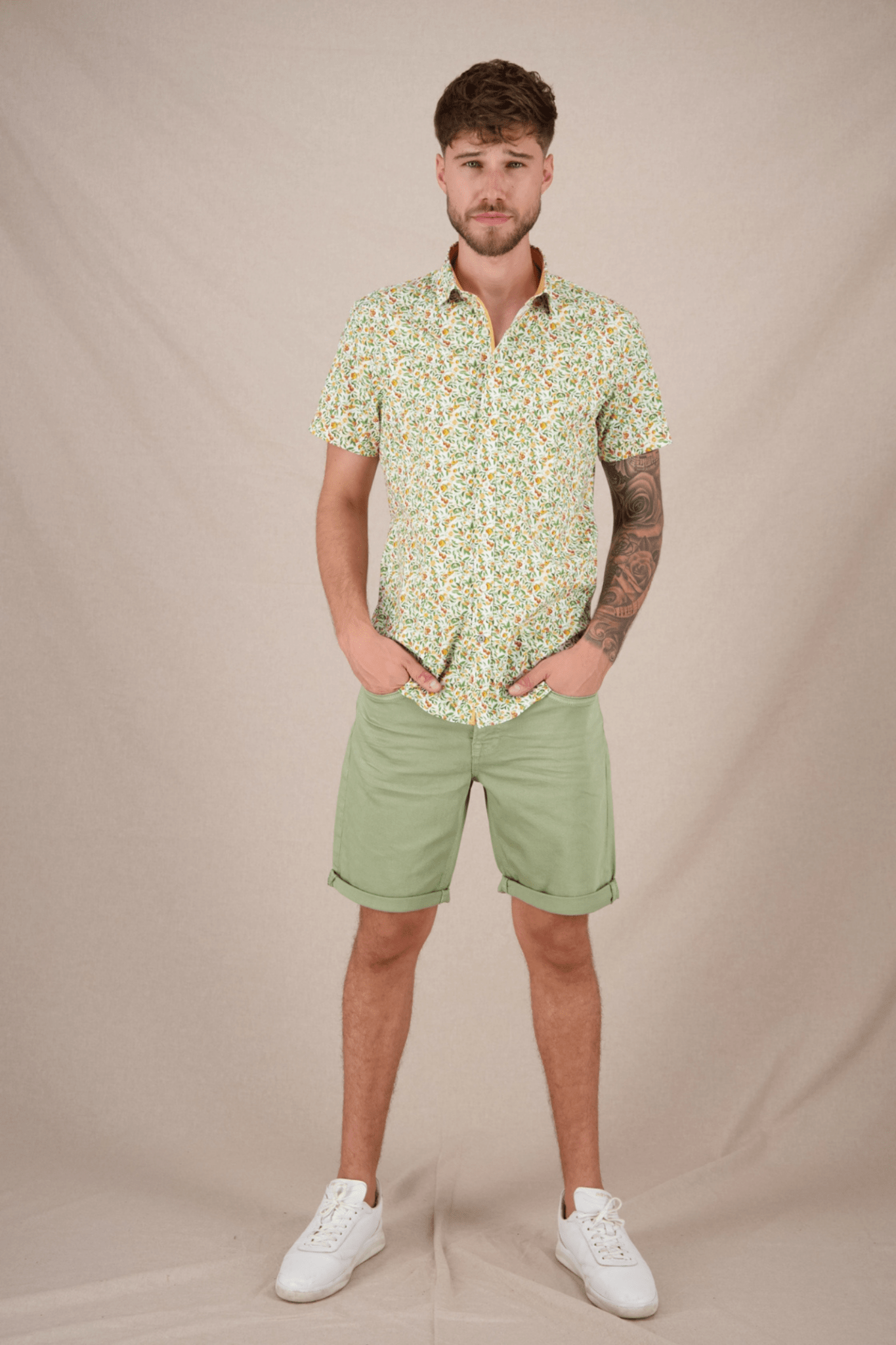 A Fish Named Fred 31.053 Short Sleeve Men's Shirt Citrus - Light Green - Dotique