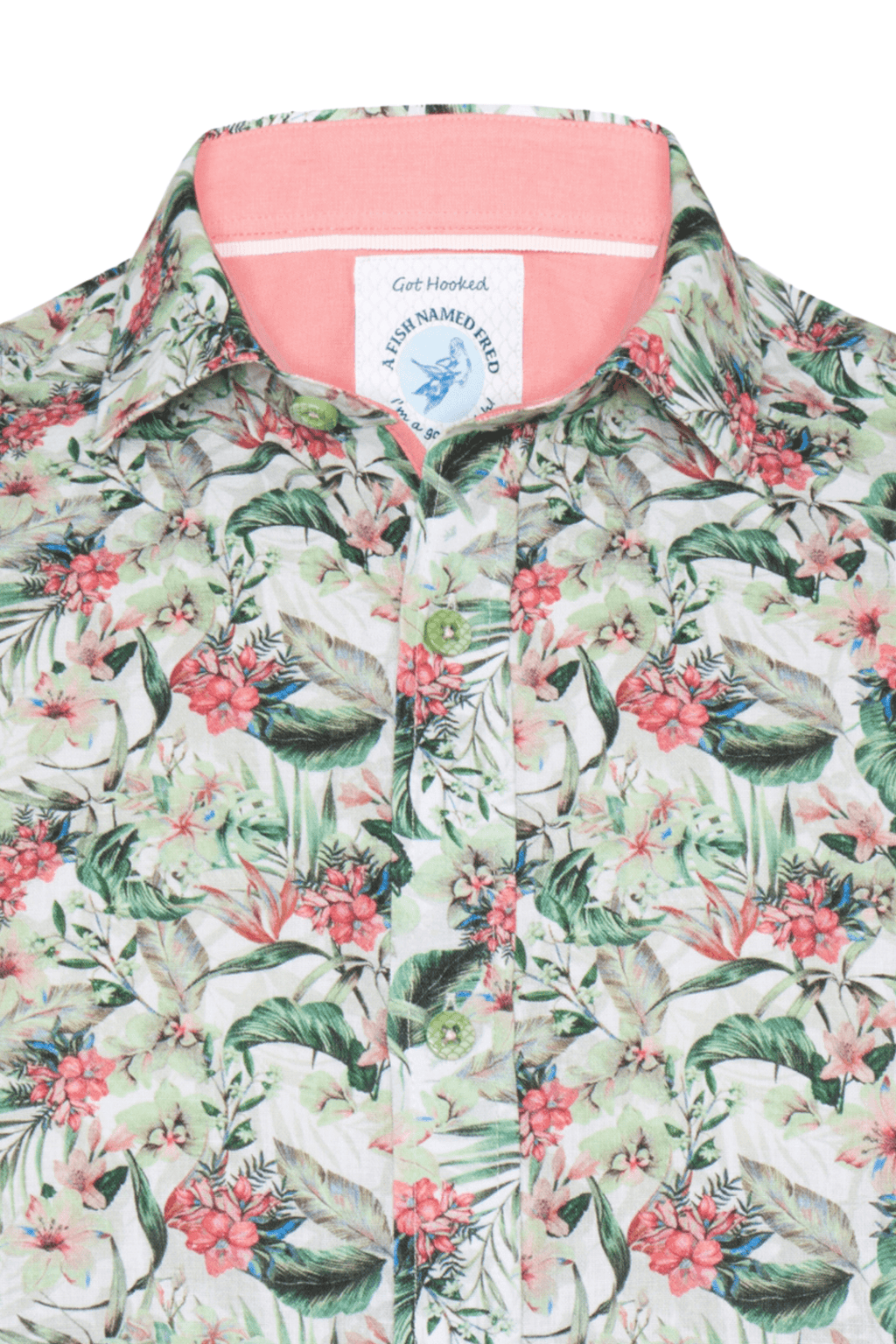 A Fish Named Fred 31.065 Short Sleeve Men's Shirt Floral Light Green - Dotique