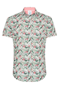 A Fish Named Fred 31.065 Short Sleeve Men's Shirt Floral Light Green - Dotique