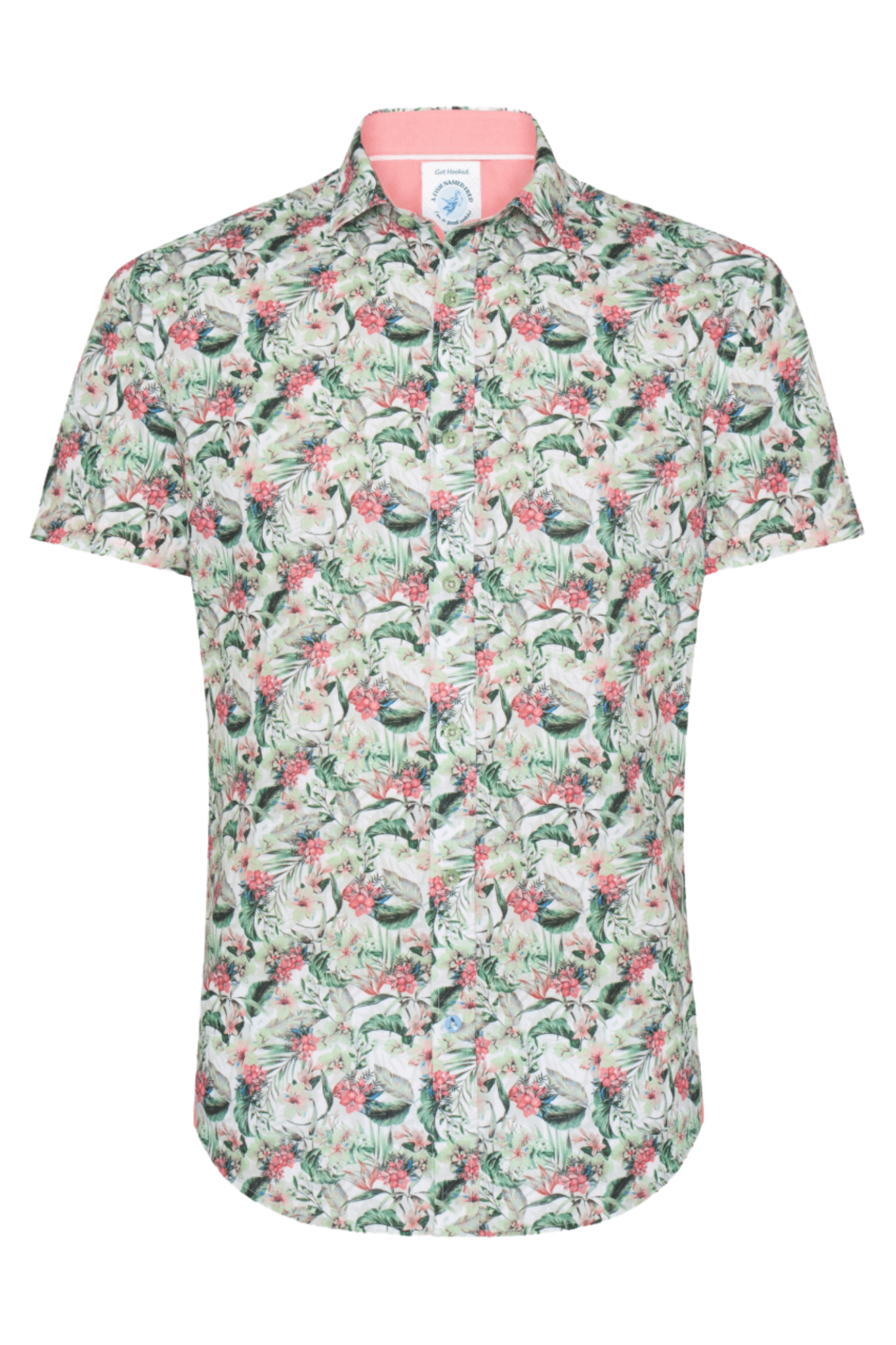 A Fish Named Fred 31.065 Short Sleeve Men's Shirt Floral Light Green - Dotique