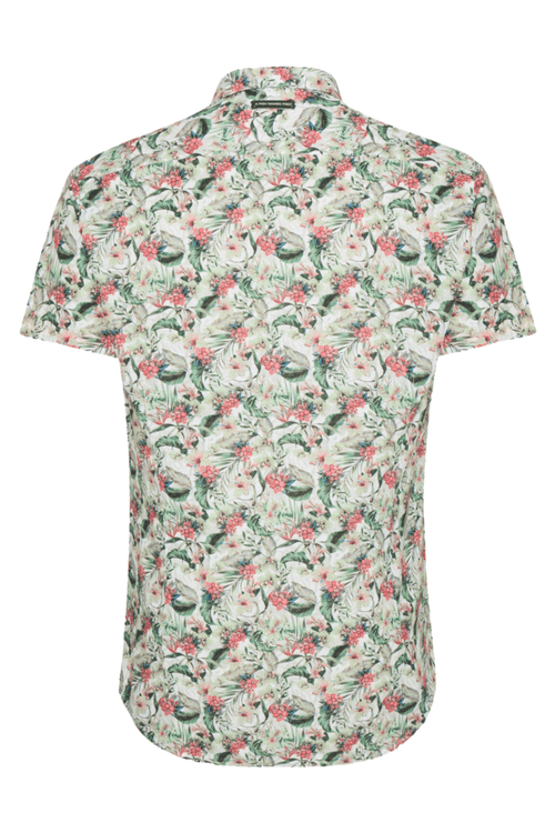 A Fish Named Fred 31.065 Short Sleeve Men's Shirt Floral Light Green - Dotique