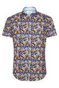 A Fish Named Fred 31.065 Short Sleeve Men's Shirt Floral Navy - Dotique