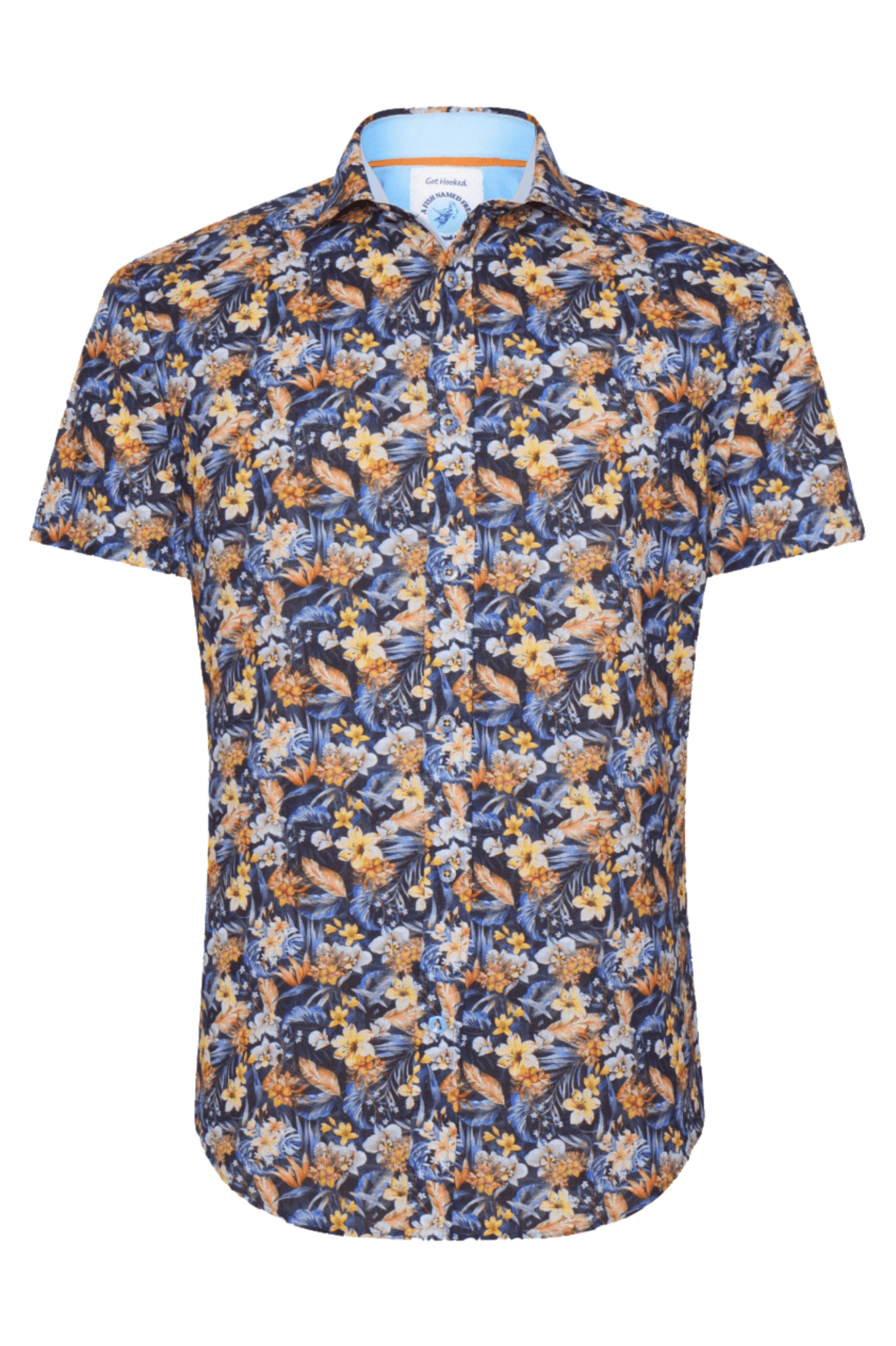 A Fish Named Fred 31.065 Short Sleeve Men's Shirt Floral Navy - Dotique