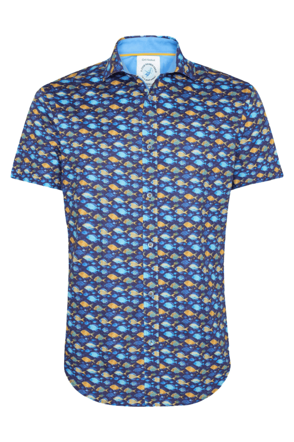 A Fish Named Fred 31.066 Short Sleeve Men's Shirt Navy Fish - Dotique
