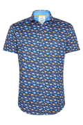 A Fish Named Fred 31.066 Short Sleeve Men's Shirt Navy Fish - Dotique