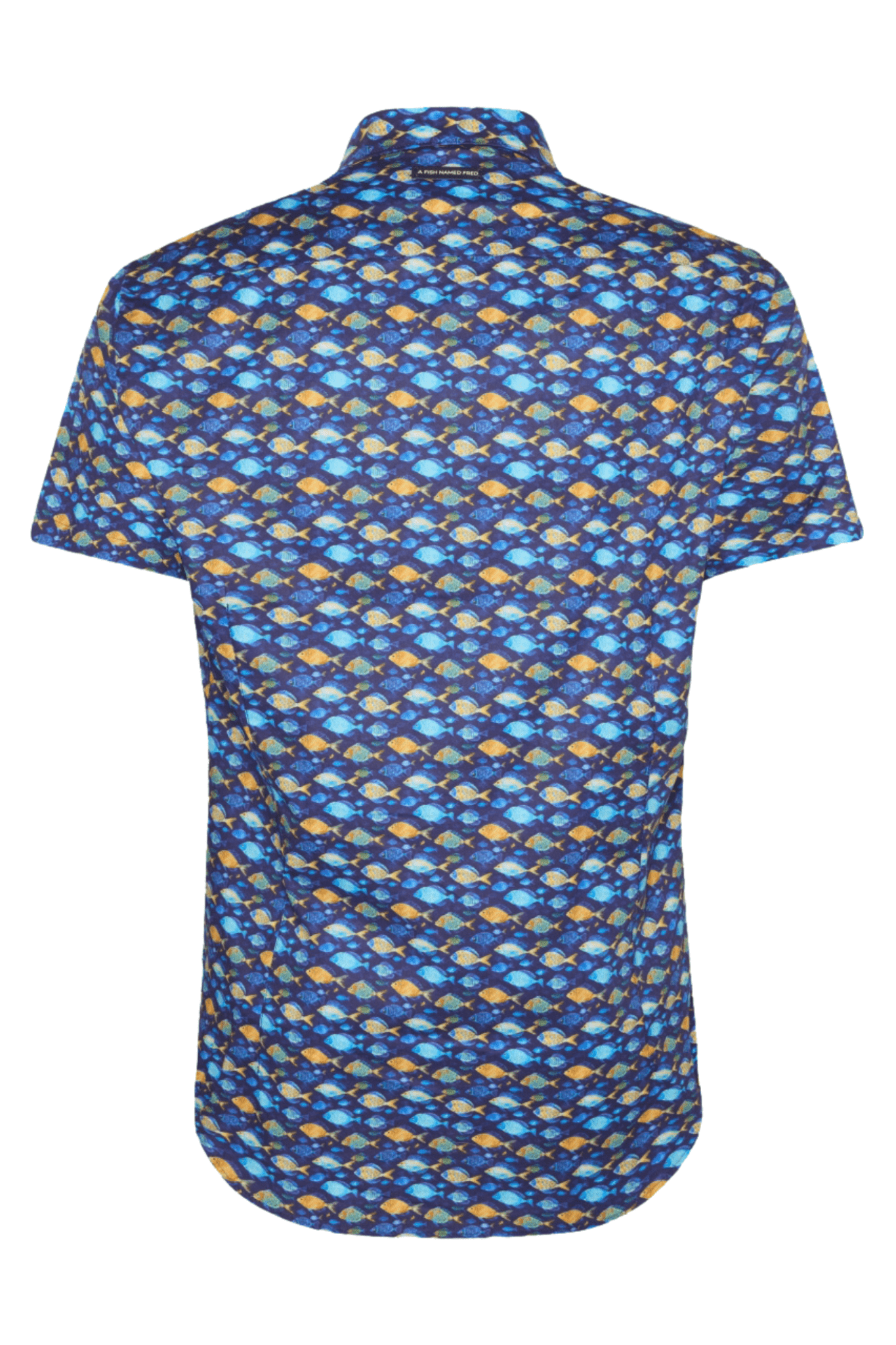 A Fish Named Fred 31.066 Short Sleeve Men's Shirt Navy Fish - Dotique