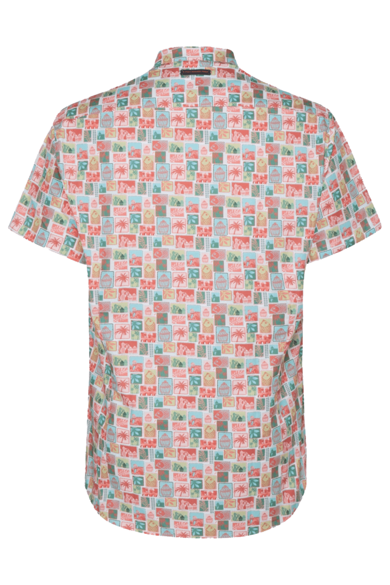 A Fish Named Fred 31.068 Short Sleeve Men's Shirt Rose Pink Stamps - Dotique