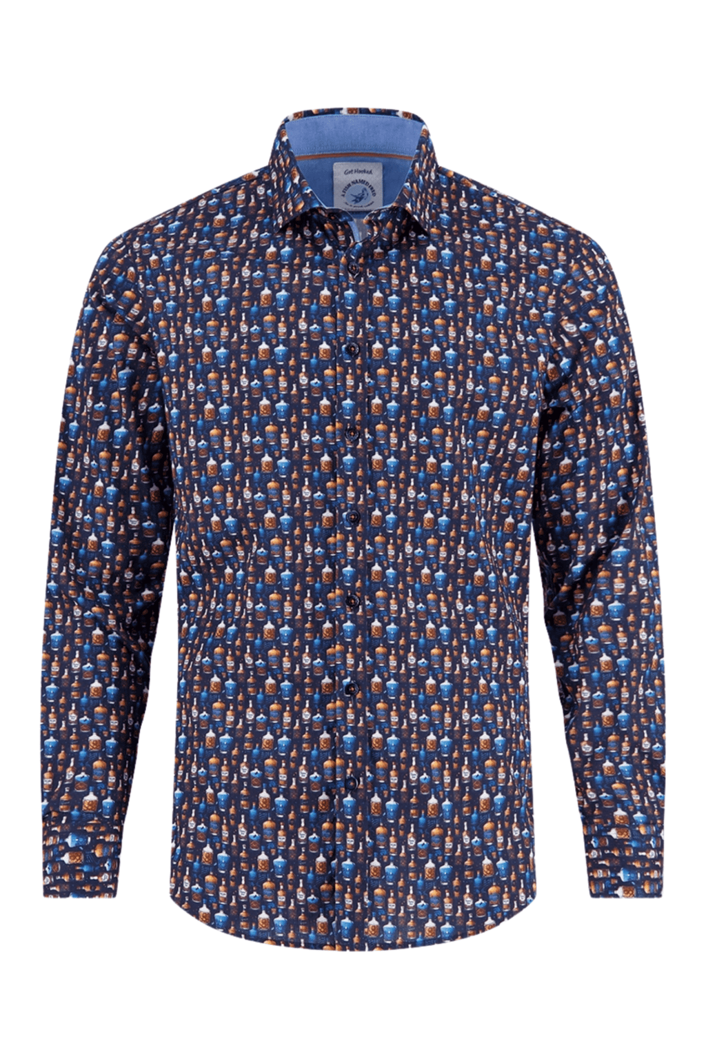 Patterned shirt with a collar on a white background