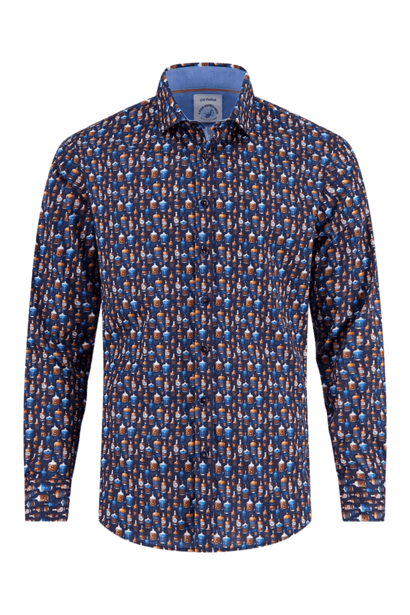 Patterned shirt with a collar on a white background
