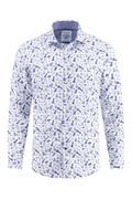 White men's shirt with blue Chess pattern on a white background. Shop now at Dotique