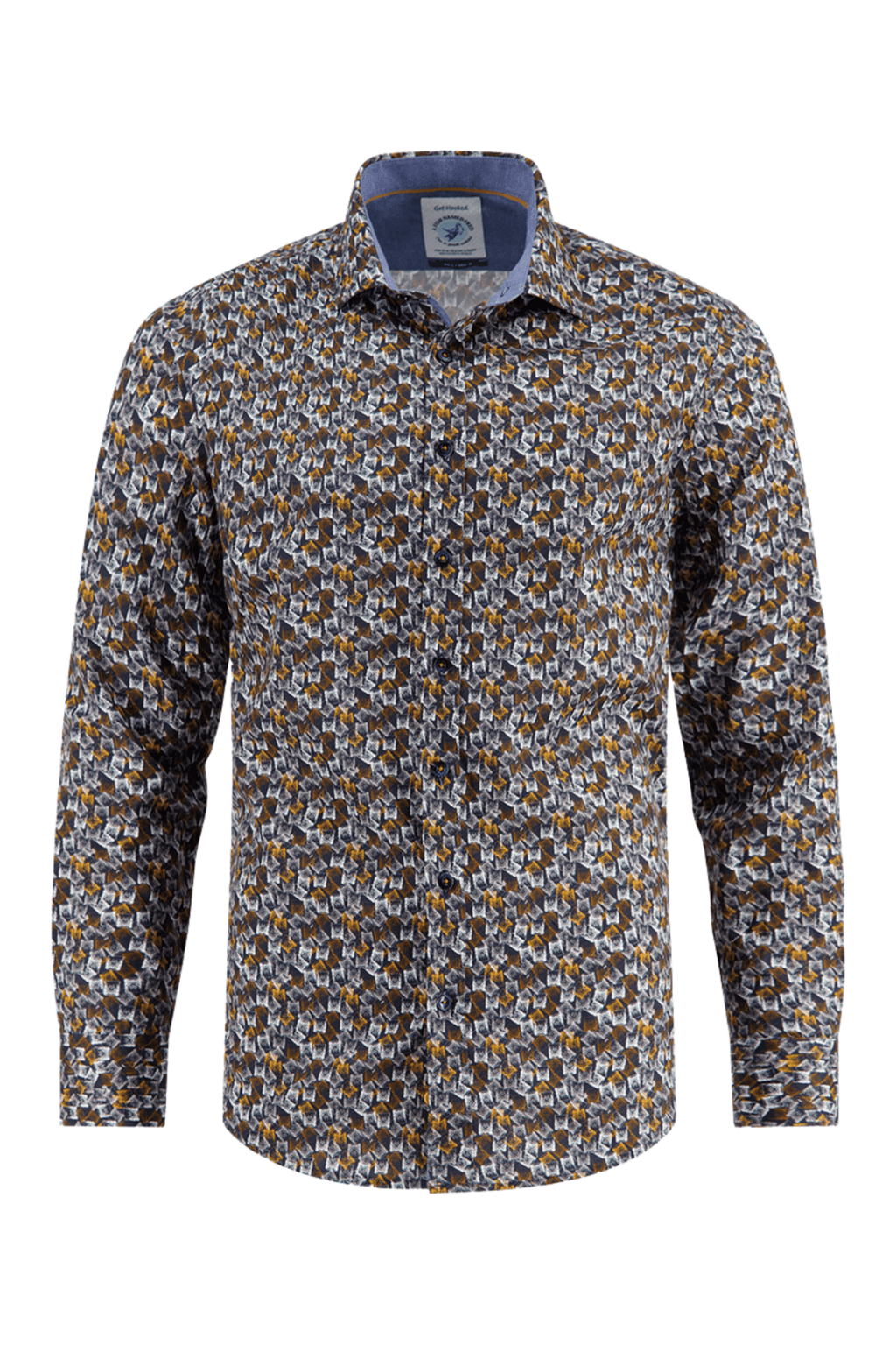 Whisky patterned men's shirt on a white background. Shop now at Dotique