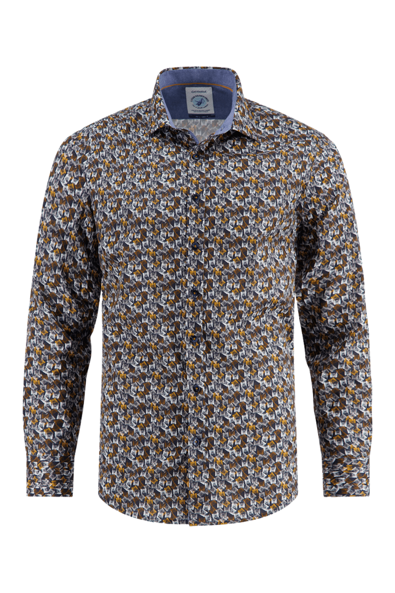 Whisky patterned men's shirt on a white background. Shop now at Dotique