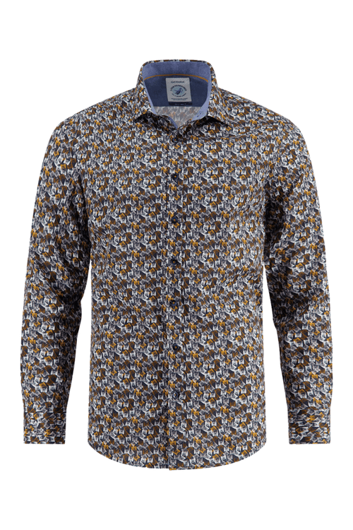 Whisky patterned men's shirt on a white background. Shop now at Dotique