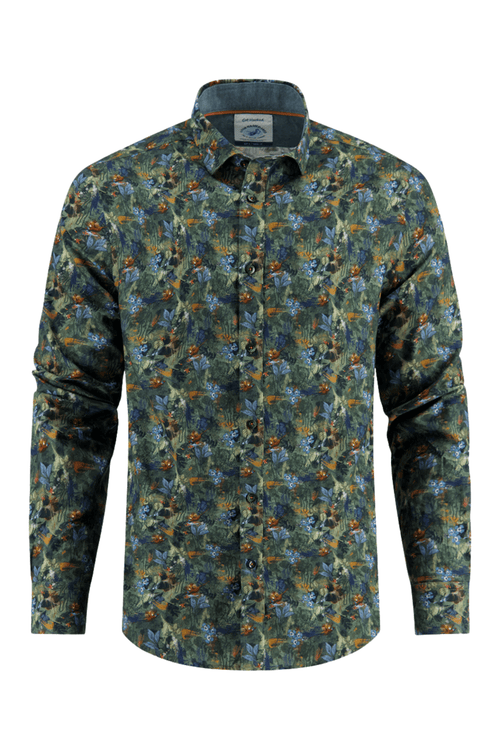 A Fish Named Fred Men's Shirt Watercolor Highland Dark Green