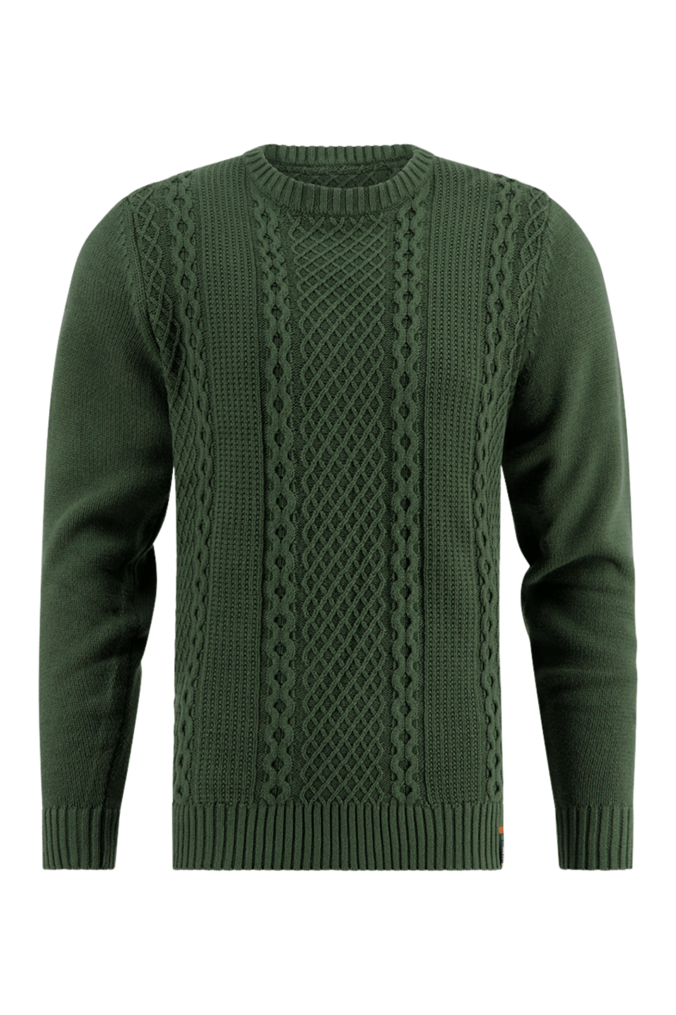 A Fish Named Fred Men's Cable Dark Green Sweater