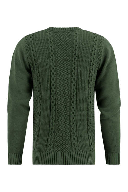 A Fish Named Fred Men's Cable Dark Green Sweater
