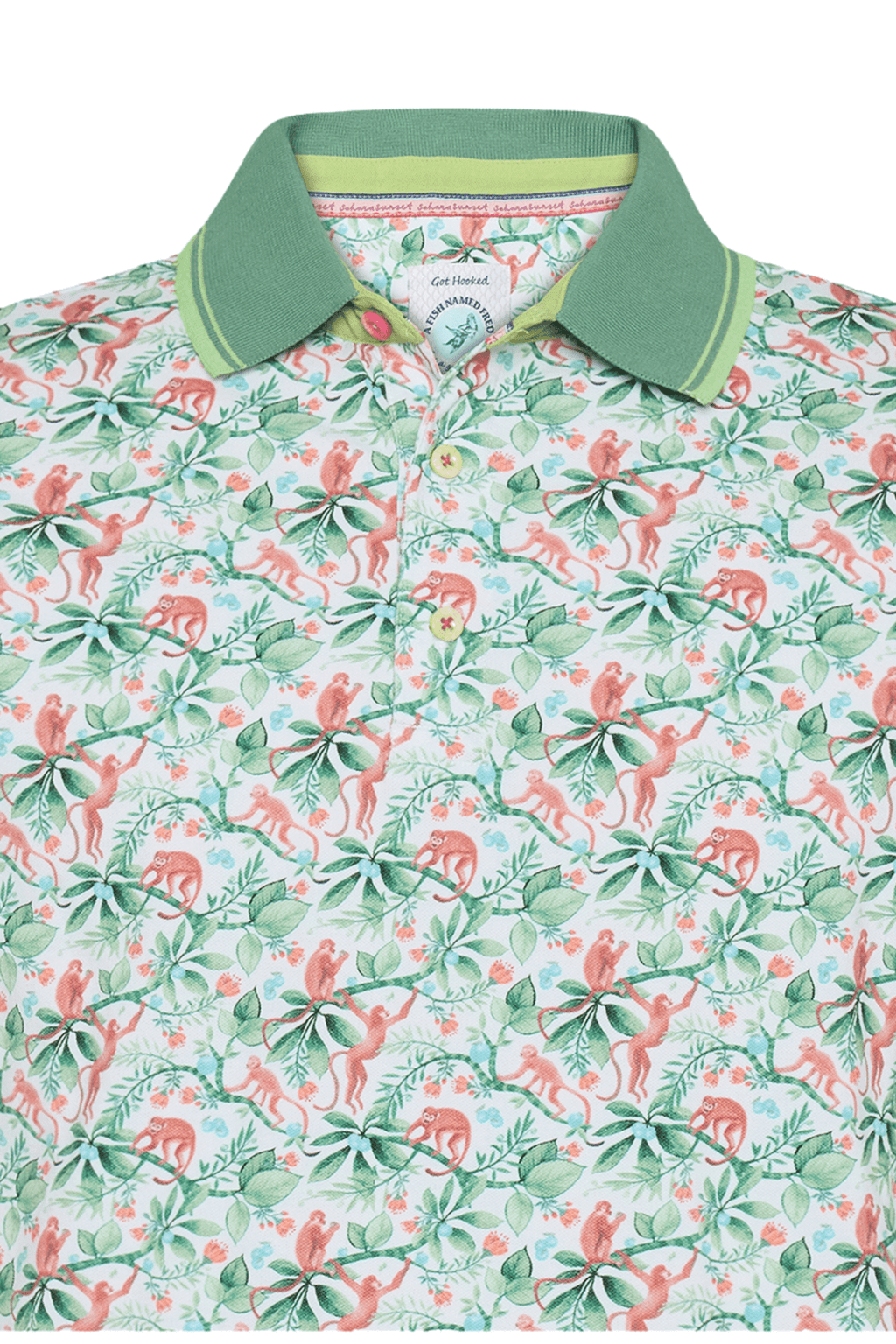 A Fish Named Fred Men's Polo Shirt 31.302 Light Green Monkey - Dotique