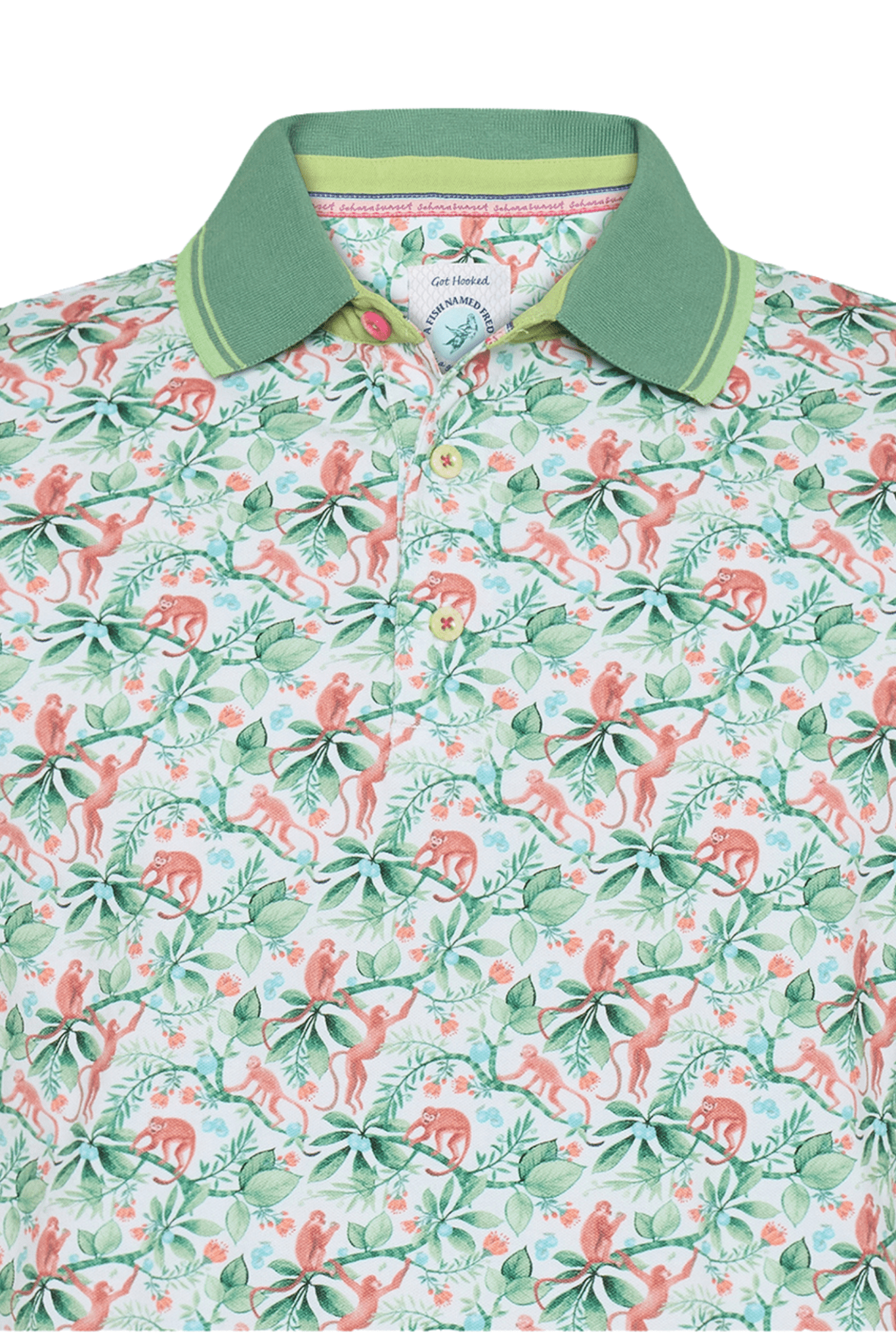 A Fish Named Fred Men's Polo Shirt 31.302 Light Green Monkey - Dotique