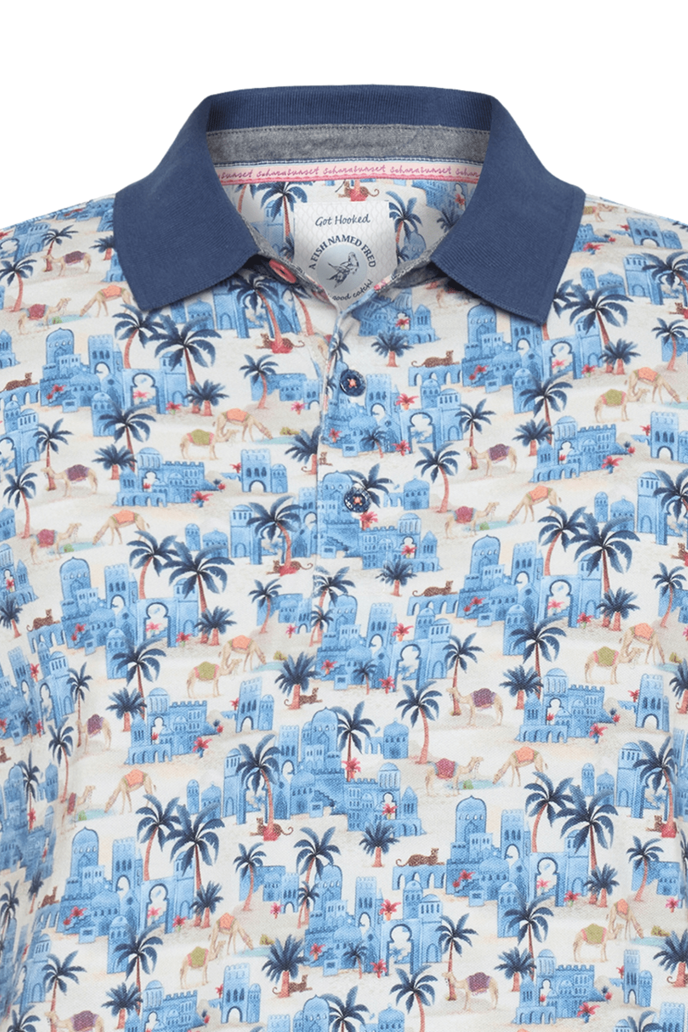 A Fish Named Fred Men's Polo Shirt 31.303 Light Blue Oasis - Dotique