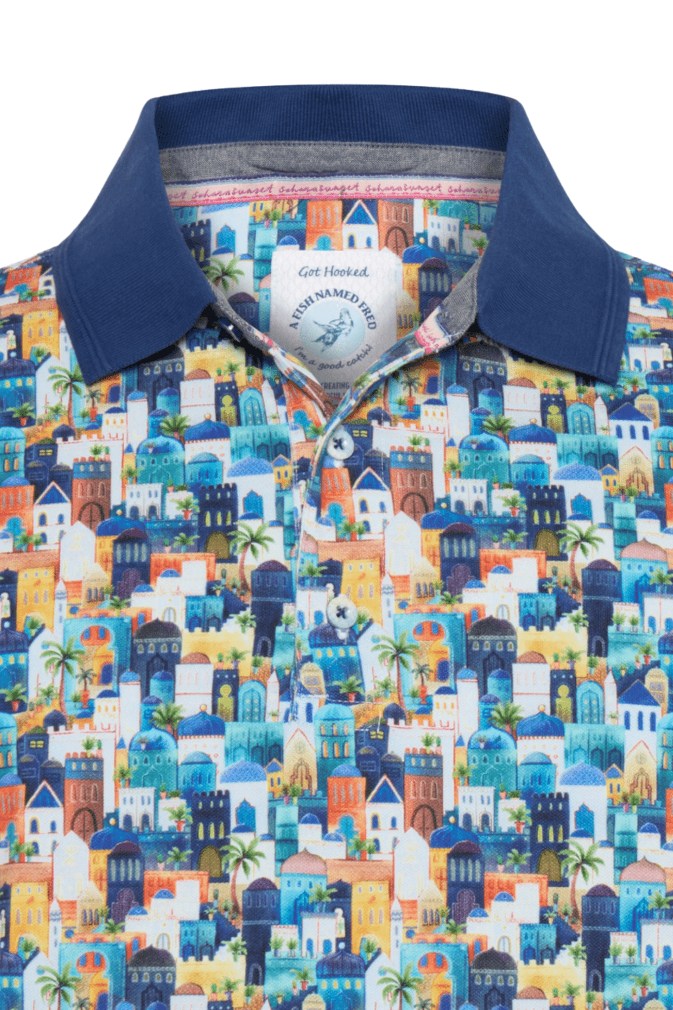 A Fish Named Fred Men's Polo Shirt 31.305 Multicolour Blue Town - Dotique