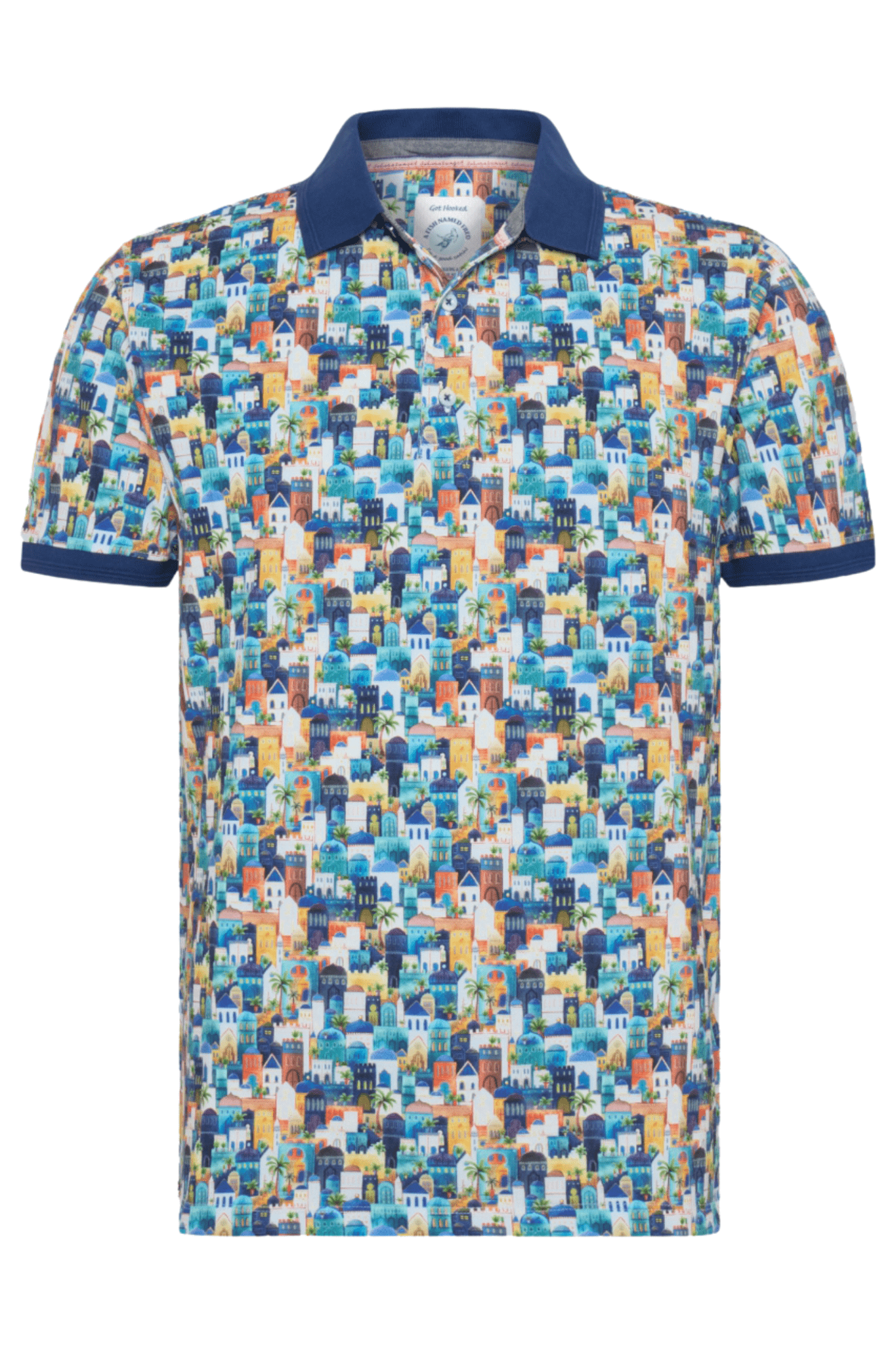 A Fish Named Fred Men's Polo Shirt 31.305 Multicolour Blue Town - Dotique