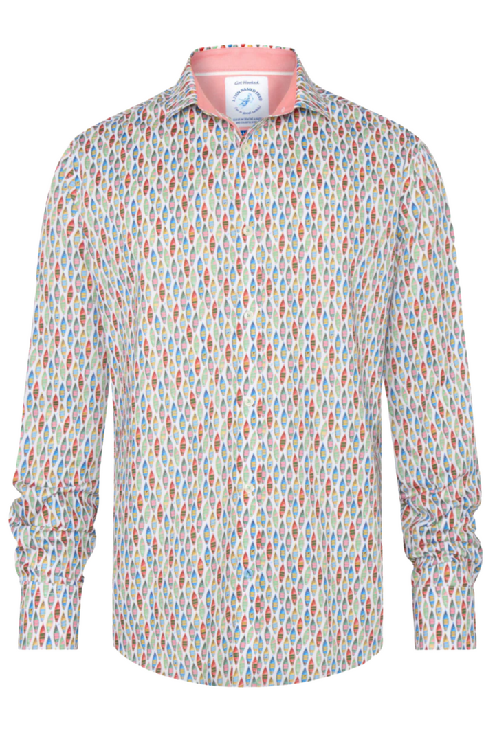 A Fish Named Fred Men's Shirt Boat - Multi Colour Green 31.017