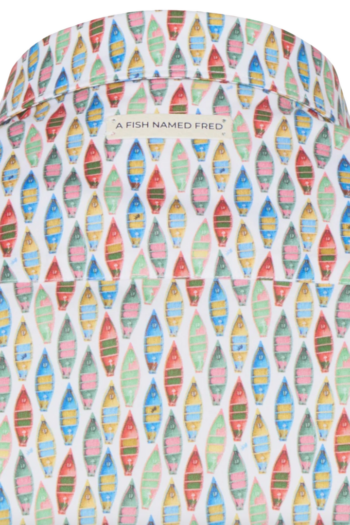 A Fish Named Fred Men's Shirt Boat - Multi Colour Green 31.017