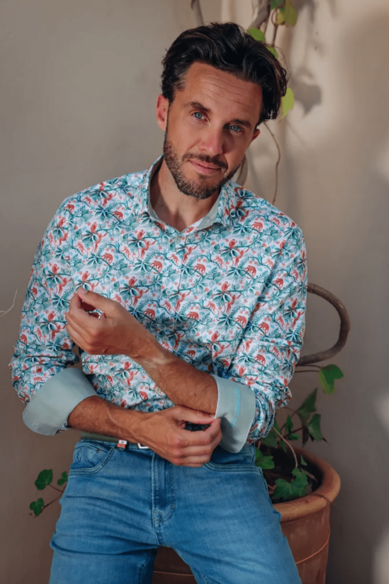 A Fish Named Fred Men's Shirt Monkey - Light Green 31.010