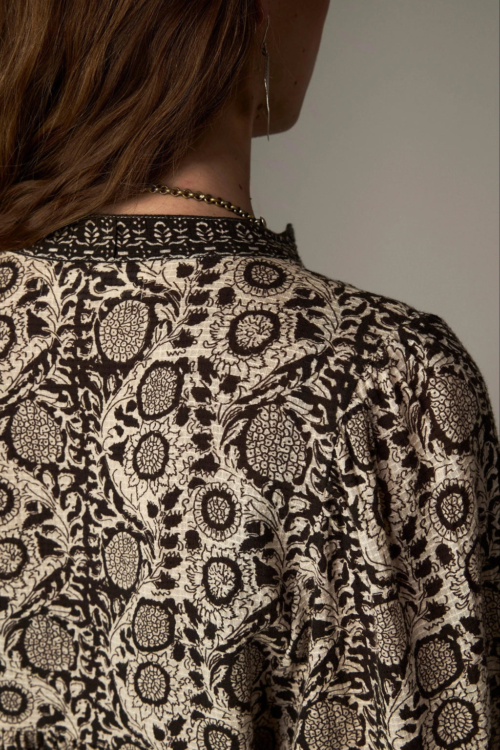 Shop the Maison Hotel Azar Blouse in Antique Bone at Dotique. A printed cotton blouse with contrast detailing, button front and an easy relaxed shape.
