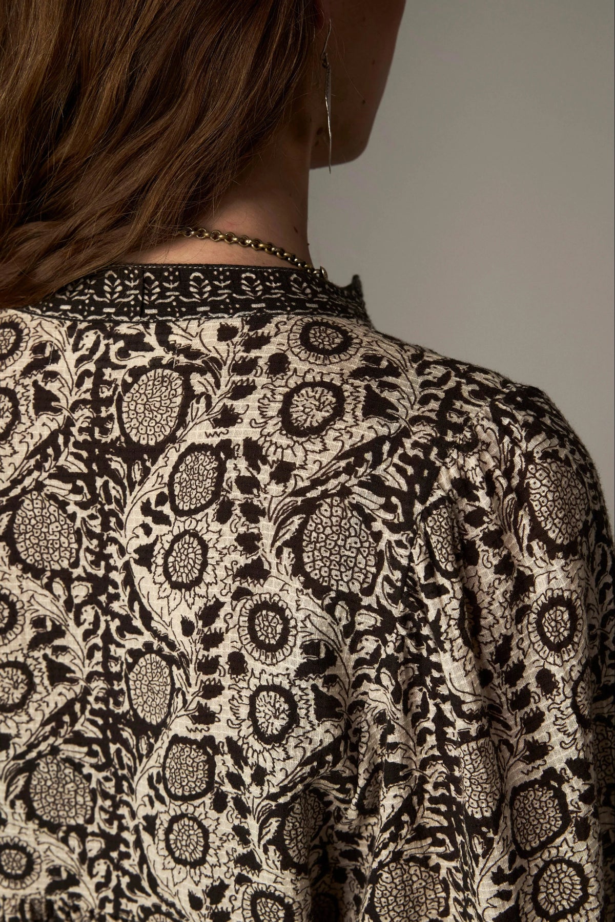 Shop the Maison Hotel Azar Blouse in Antique Bone at Dotique. A printed cotton blouse with contrast detailing, button front and an easy relaxed shape.