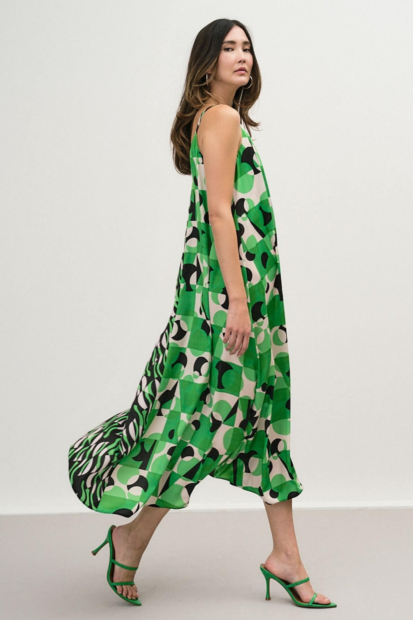 Access Xalki 33-3360-1060 Green Print Dress - Dotique Chesterfeild