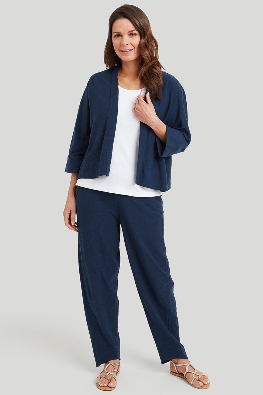 Adini 411230SS024 Sula Soft Navy Organic Solid Slub Jacket - Dotique