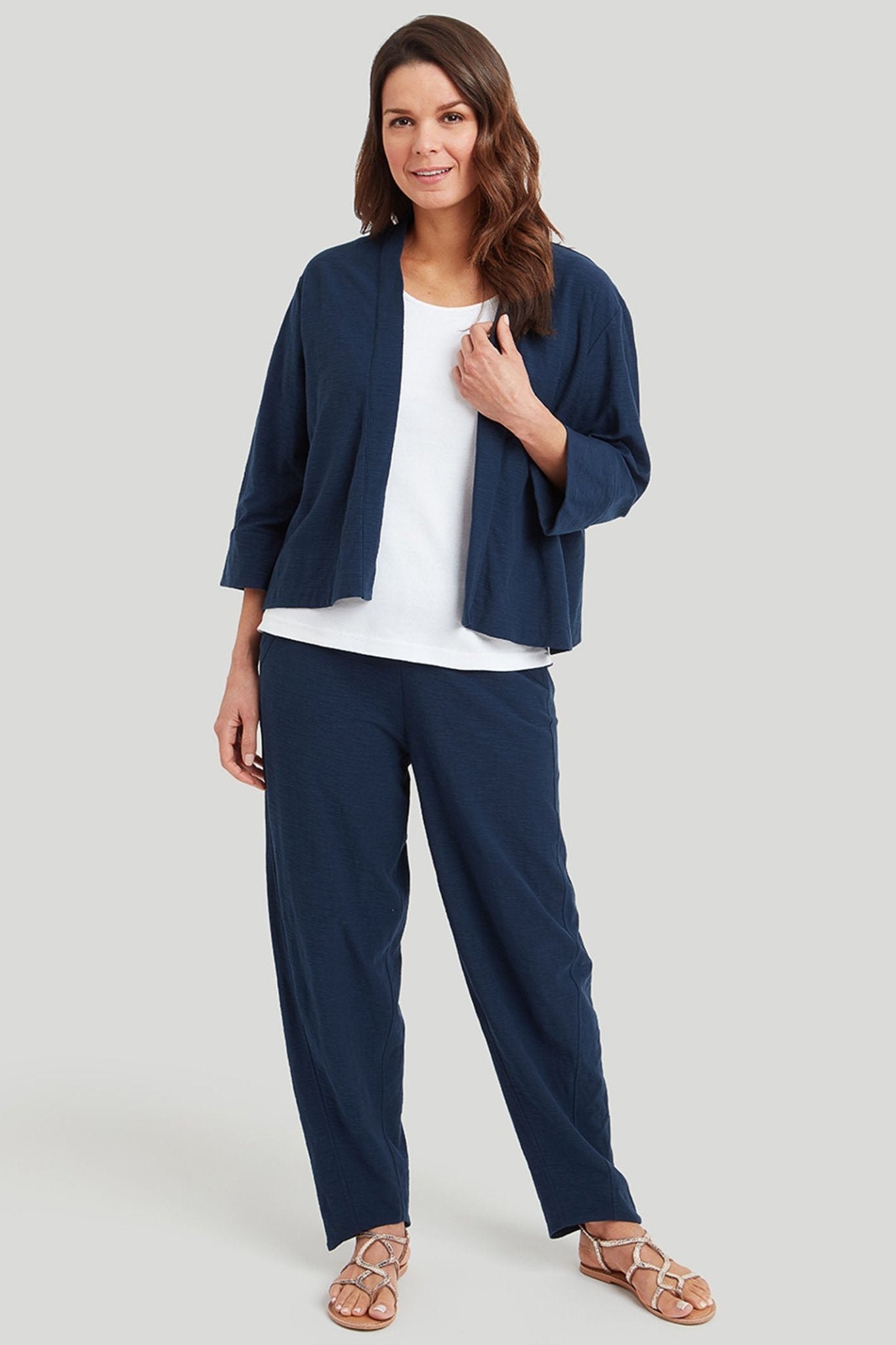 Adini 411230SS024 Sula Soft Navy Organic Solid Slub Jacket - Dotique